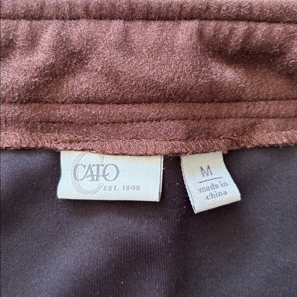 Cato Chocolate Brown Faux Suede Button Front Midi Skirt size medium - Picture 7 of 7